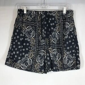 ZARA Black Paisley Bandana Print Swim Trunks Shorts Men's Medium